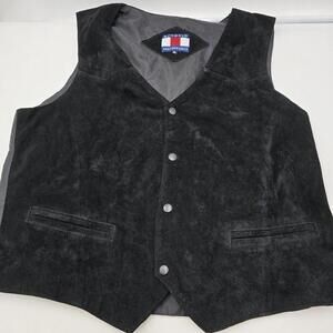 Scorpio Unstoppable Men Black Suede Leather Adjustable Button-Up Vest XL(RW)‎
